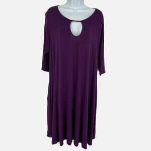 BBA Midi Keyhole Shirt Dress in Purple Plus Size 1X